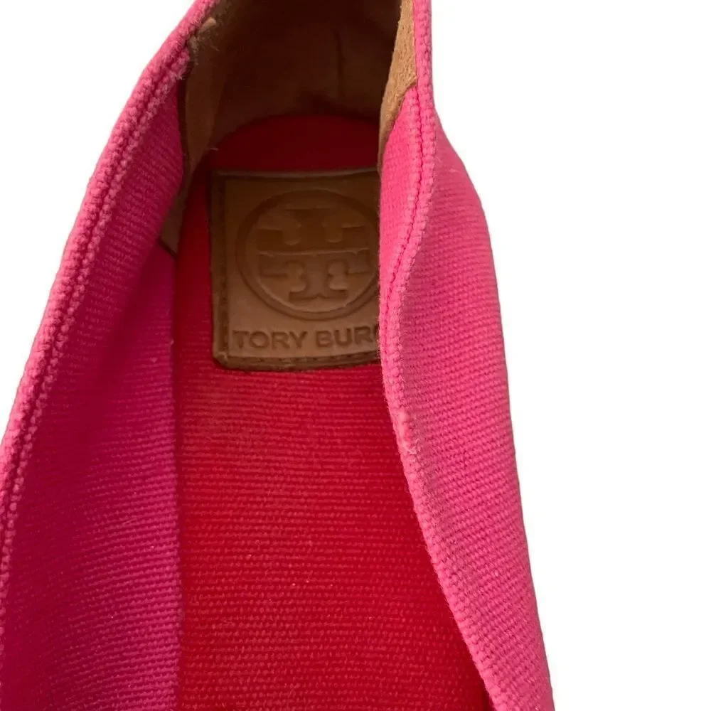 Tory Burch Filipa Colorblock Espadrilles Pink‎ Red Wedge Heel Size 10